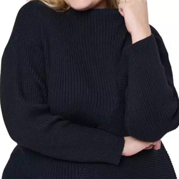 Edited by Remi Bader Women's Black Ribbed Sweater/NWT/1X - Picture 2 of 13